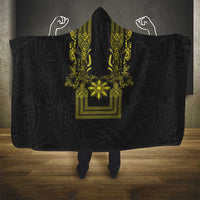 Philippines Barong Style Hooded Blanket with Polynesian Art and Leaf Motif Black-Gold Color LT03 - Polynesian Pride