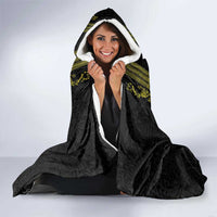 Philippines Barong Style Hooded Blanket with Polynesian Art and Leaf Motif Black-Gold Color LT03 - Polynesian Pride