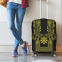 Philippines Barong Style Luggage Cover with Polynesian Art and Leaf Motif Black-Gold Color LT03 - Polynesian Pride