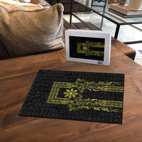Philippines Barong Style Puzzle with Polynesian Art and Leaf Motif Black-Gold Color LT03 - Polynesian Pride