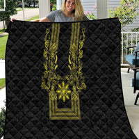 Philippines Barong Style Quilt with Polynesian Art and Leaf Motif Black-Gold Color LT03 Black - Polynesian Pride
