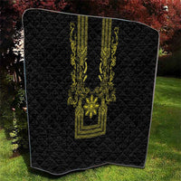 Philippines Barong Style Quilt with Polynesian Art and Leaf Motif Black-Gold Color LT03 - Polynesian Pride