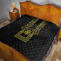 Philippines Barong Style Quilt with Polynesian Art and Leaf Motif Black-Gold Color LT03 - Polynesian Pride