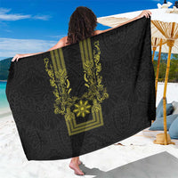 Philippines Barong Style Sarong with Polynesian Art and Leaf Motif Black-Gold Color LT03 One Size 44 x 66 inches Black - Polynesian Pride