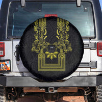 Philippines Barong Style Spare Tire Cover with Polynesian Art and Leaf Motif Black-Gold Color LT03 Black - Polynesian Pride