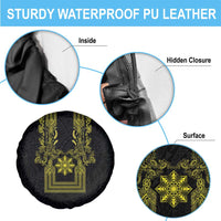 Philippines Barong Style Spare Tire Cover with Polynesian Art and Leaf Motif Black-Gold Color LT03 - Polynesian Pride