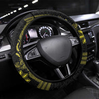 Philippines Barong Style Steering Wheel Cover with Polynesian Art and Leaf Motif Black-Gold Color LT03 Universal Fit Black - Polynesian Pride