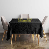 Philippines Barong Style Tablecloth with Polynesian Art and Leaf Motif Black-Gold Color LT03 - Polynesian Pride