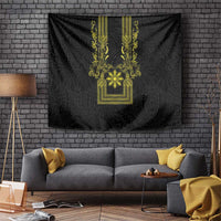 Philippines Barong Style Tapestry with Polynesian Art and Leaf Motif Black-Gold Color LT03 Black - Polynesian Pride