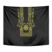 Philippines Barong Style Tapestry with Polynesian Art and Leaf Motif Black-Gold Color LT03 - Polynesian Pride