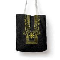 Philippines Barong Style Tote Bag with Polynesian Art and Leaf Motif Black-Gold Color LT03 - Polynesian Pride