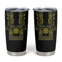 Philippines Barong Style Tumbler Cup with Polynesian Art and Leaf Motif Black-Gold Color LT03 Black - Polynesian Pride