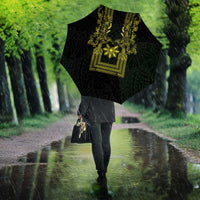Philippines Barong Style Umbrella with Polynesian Art and Leaf Motif Black-Gold Color LT03 - Polynesian Pride