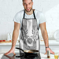 Philippines Barong Style Apron with Polynesian Art and Leaf Motif Black-White Color LT03 - Polynesian Pride