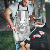 Philippines Barong Style Apron with Polynesian Art and Leaf Motif Black-White Color LT03 - Polynesian Pride