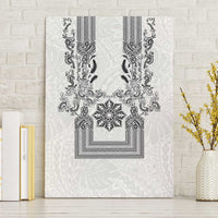 Philippines Barong Style Canvas Wall Art with Polynesian Art and Leaf Motif Black-White Color LT03 Without Frame White - Polynesian Pride