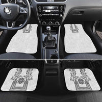 Philippines Barong Style Car Mats with Polynesian Art and Leaf Motif Black-White Color LT03 Set 4pcs White - Polynesian Pride