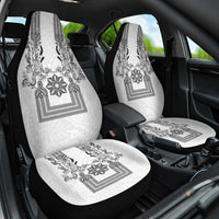 Philippines Barong Style Car Seat Cover with Polynesian Art and Leaf Motif Black-White Color LT03 One Size White - Polynesian Pride