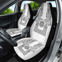 Philippines Barong Style Car Seat Cover with Polynesian Art and Leaf Motif Black-White Color LT03 - Polynesian Pride