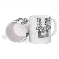 Philippines Barong Style Ceramic Mug with Polynesian Art and Leaf Motif Black-White Color LT03 - Polynesian Pride