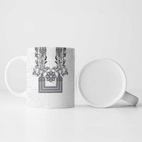 Philippines Barong Style Ceramic Mug with Polynesian Art and Leaf Motif Black-White Color LT03 - Polynesian Pride