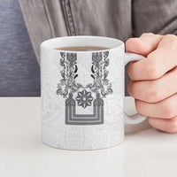 Philippines Barong Style Ceramic Mug with Polynesian Art and Leaf Motif Black-White Color LT03 - Polynesian Pride