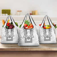 Philippines Barong Style Grocery Bag with Polynesian Art and Leaf Motif Black-White Color LT03 3-pack One Size White - Polynesian Pride