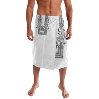Philippines Barong Style Lavalava with Polynesian Art and Leaf Motif Black-White Color LT03 White - Polynesian Pride