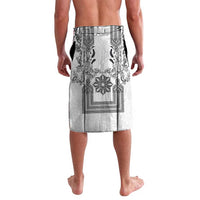 Philippines Barong Style Lavalava with Polynesian Art and Leaf Motif Black-White Color LT03 - Polynesian Pride