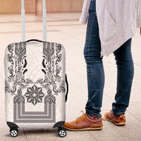 Philippines Barong Style Luggage Cover with Polynesian Art and Leaf Motif Black-White Color LT03 White - Polynesian Pride