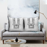 Philippines Barong Style Pillow Cover with Polynesian Art and Leaf Motif Black-White Color LT03 - Polynesian Pride
