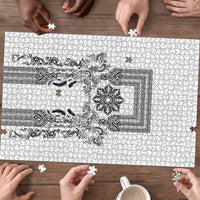 Philippines Barong Style Puzzle with Polynesian Art and Leaf Motif Black-White Color LT03 - Polynesian Pride