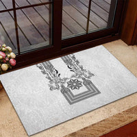 Philippines Barong Style Rubber Doormat with Polynesian Art and Leaf Motif Black-White Color LT03 - Polynesian Pride