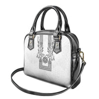 Philippines Barong Style Shoulder Handbag with Polynesian Art and Leaf Motif Black-White Color LT03 - Polynesian Pride