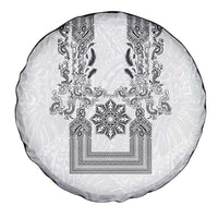 Philippines Barong Style Spare Tire Cover with Polynesian Art and Leaf Motif Black-White Color LT03 - Polynesian Pride
