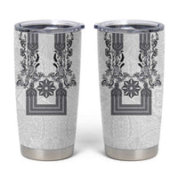 Philippines Barong Style Tumbler Cup with Polynesian Art and Leaf Motif Black-White Color LT03 White - Polynesian Pride
