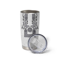 Philippines Barong Style Tumbler Cup with Polynesian Art and Leaf Motif Black-White Color LT03 - Polynesian Pride