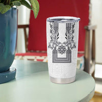 Philippines Barong Style Tumbler Cup with Polynesian Art and Leaf Motif Black-White Color LT03 - Polynesian Pride