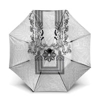 Philippines Barong Style Umbrella with Polynesian Art and Leaf Motif Black-White Color LT03 One Size Folded 11.42 inch Opened Diameter 37.4 inch White - Polynesian Pride