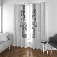 Philippines Barong Style Window Curtain with Polynesian Art and Leaf Motif Black-White Color LT03 With Grommets White - Polynesian Pride