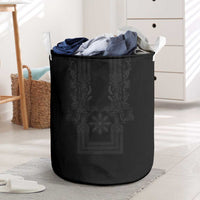 Philippines Barong Style Laundry Basket with Polynesian Art and Leaf Motif Black Color LT03 Black - Polynesian Pride