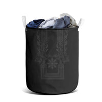Philippines Barong Style Laundry Basket with Polynesian Art and Leaf Motif Black Color LT03 - Polynesian Pride
