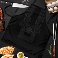 Philippines Barong Style Apron with Polynesian Art and Leaf Motif Black Color LT03 Black - Polynesian Pride
