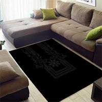 Philippines Barong Style Area Rug with Polynesian Art and Leaf Motif Black Color LT03 - Polynesian Pride