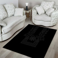 Philippines Barong Style Area Rug with Polynesian Art and Leaf Motif Black Color LT03 - Polynesian Pride