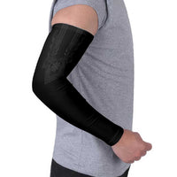 Philippines Barong Style Arm Sleeves with Polynesian Art and Leaf Motif Black Color LT03 - Polynesian Pride