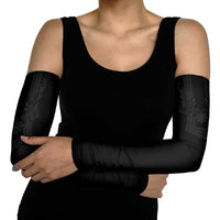 Philippines Barong Style Arm Sleeves with Polynesian Art and Leaf Motif Black Color LT03 - Polynesian Pride