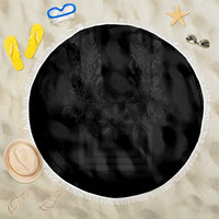 Philippines Barong Style Beach Blanket with Polynesian Art and Leaf Motif Black Color LT03 One Size 150cm Black - Polynesian Pride