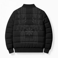 Philippines Barong Style Bomber Puffer Jacket with Polynesian Art and Leaf Motif Black Color LT03 - Polynesian Pride