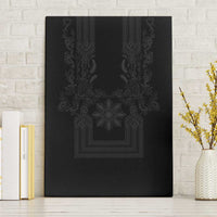 Philippines Barong Style Canvas Wall Art with Polynesian Art and Leaf Motif Black Color LT03 Without Frame Black - Polynesian Pride